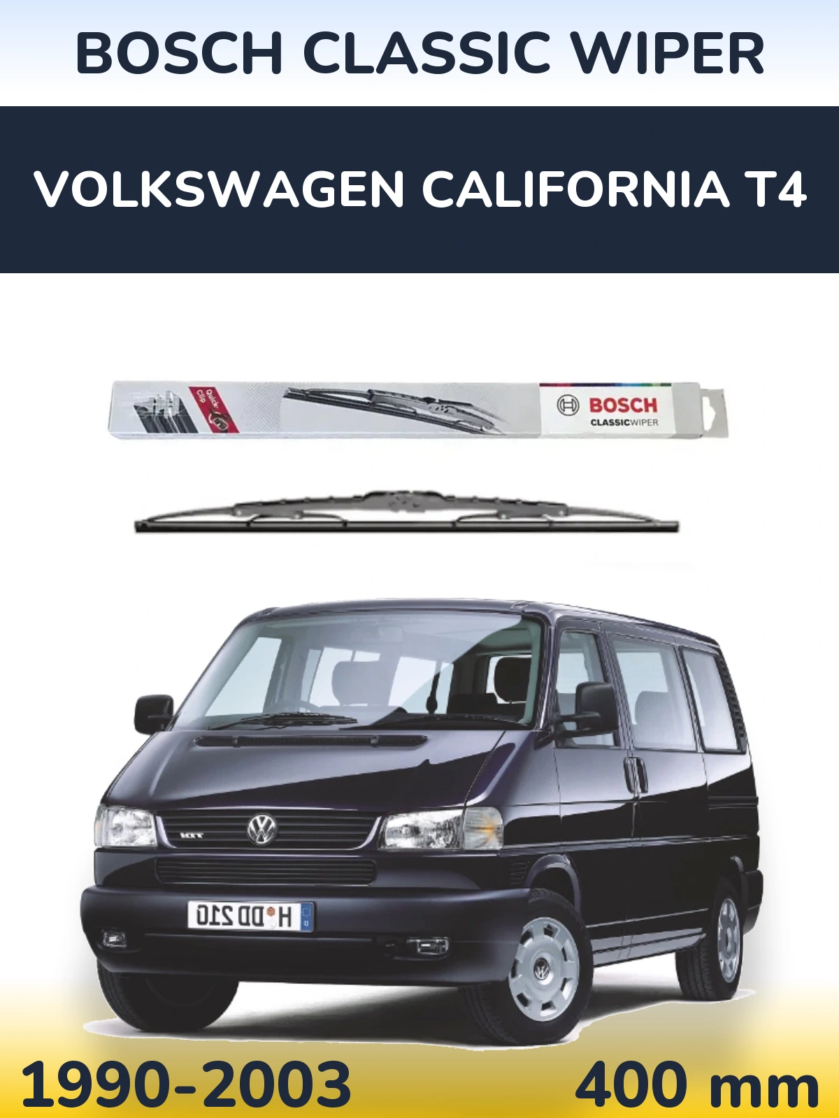 Rear wiper blade BOSCH Classic Wiper 400 mm for Volkswagen California T4 1990-2003