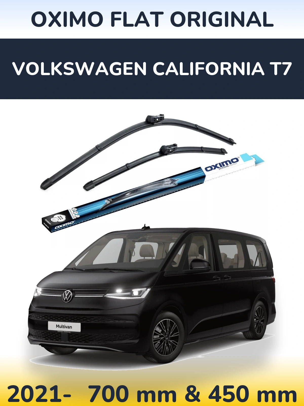 Комплект передніх щіток Oximo Flat Original 700 & 450 мм для Volkswagen California T7 2021-2026