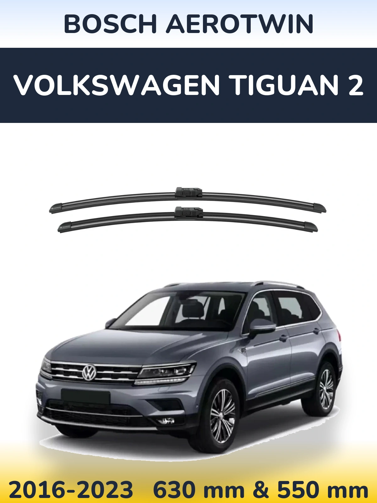 Комплект передніх щіток BOSCH AeroTwin 625 & 550 мм для Volkswagen Tiguan 2 2016-2023