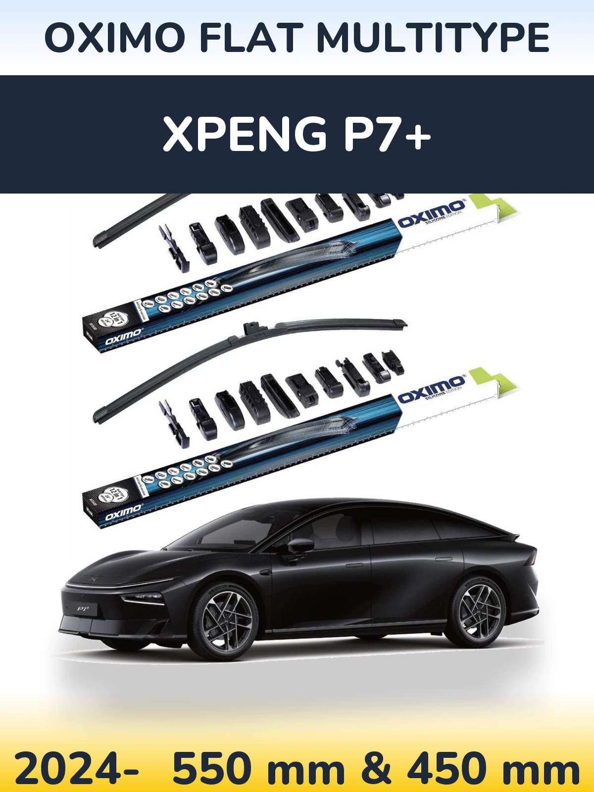 Front wiper blade set Oximo Flat MultiTüüpe 550 & 450 mm for XPENG P7+ 2024-2026