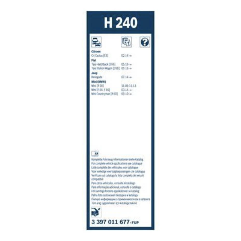 Rear wiper blade BOSCH Rear 240 mm for MINI One 2006-2012