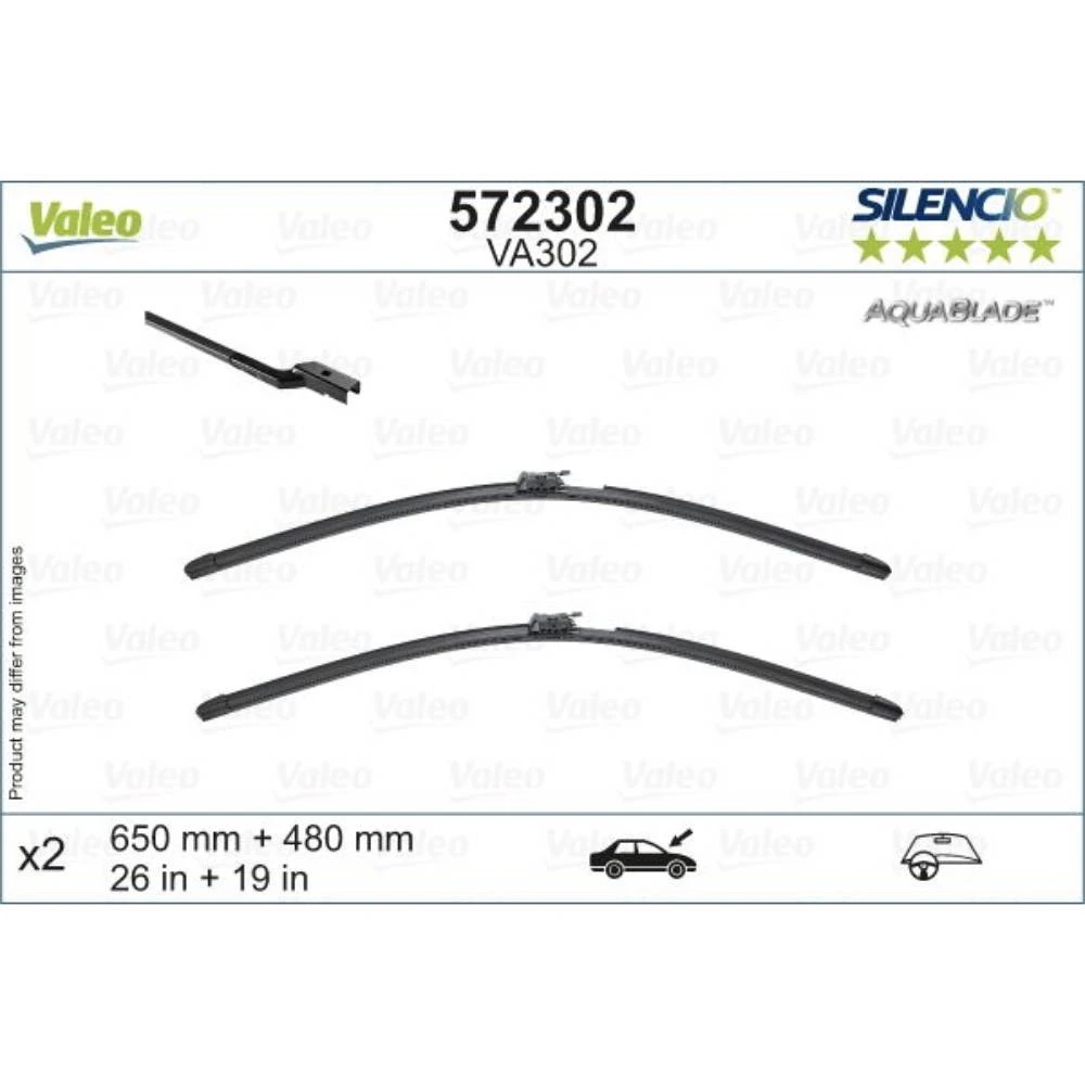 Комплект передних дворников Valeo Aqua Blade 650 & 475 мм для Volvo XC60 2 2017-2026