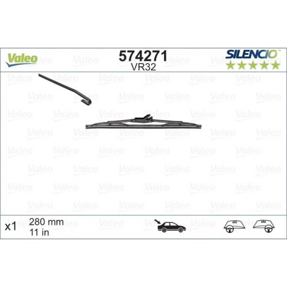 Rear wiper blade Valeo Silencio Rear 280 mm for Infiniti QX4 1996-2003
