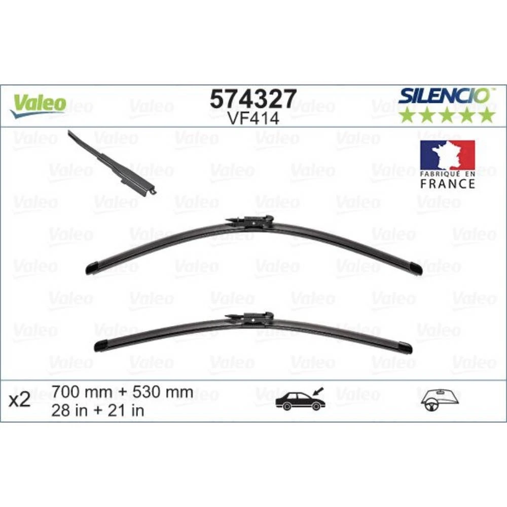 Front wiper blade set Valeo Silencio Flat 700 & 530 mm for Mercedes GL 2006-2012