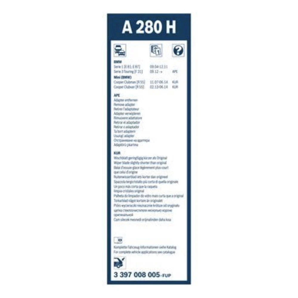 Rear wiper blade BOSCH Rear 280 mm for MINI Clubman 2007-2012