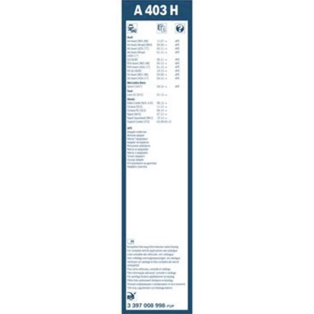 Rear wiper blade BOSCH Rear 400 mm for Skoda Superb 2 Combi 2008-2015