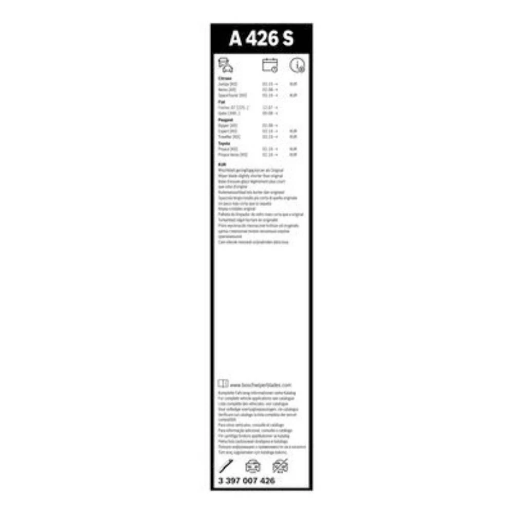 Front wiper blade set BOSCH AeroTwin 650 & 475 mm for Peugeot Traveller 2016-2026