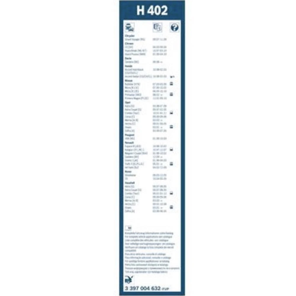 Rear wiper blade BOSCH Rear 400 mm for Opel Corsa C 2000-2006