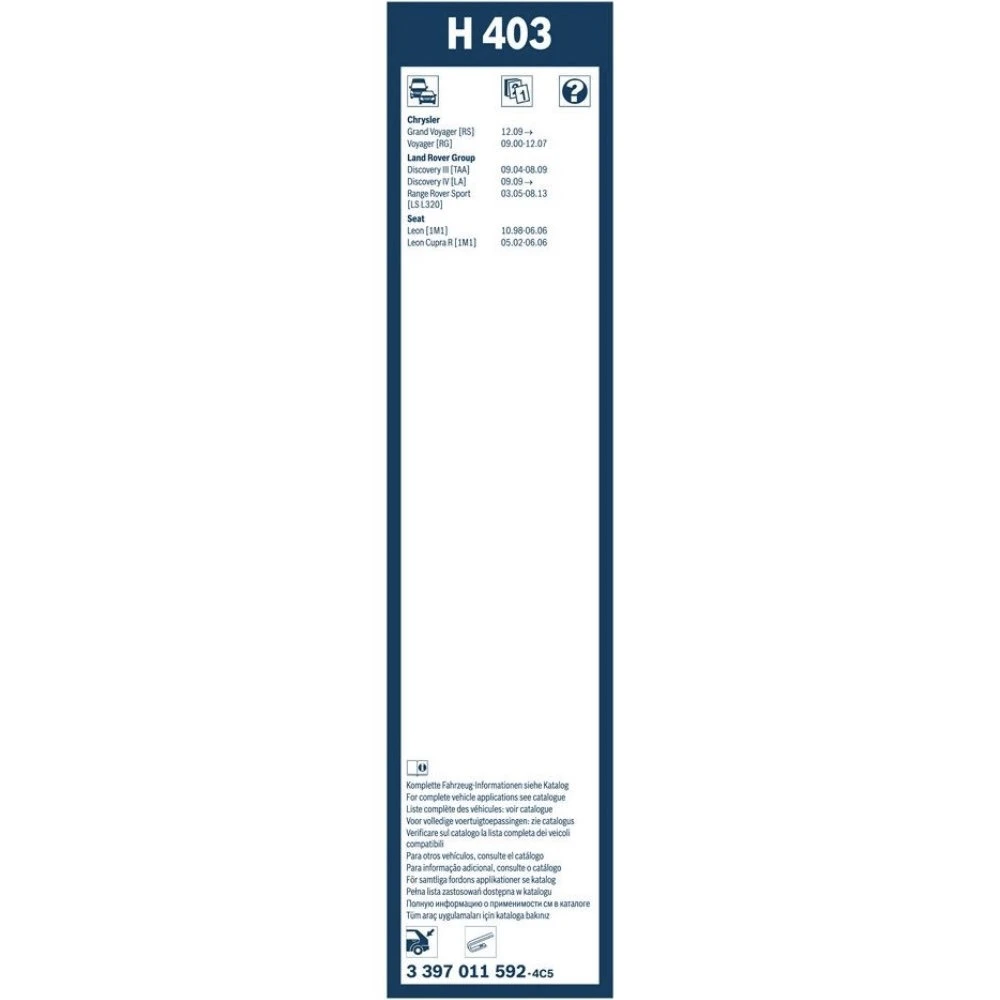 Rear wiper blade BOSCH Rear 400 mm for Land Rover Discovery 3 2004-2009