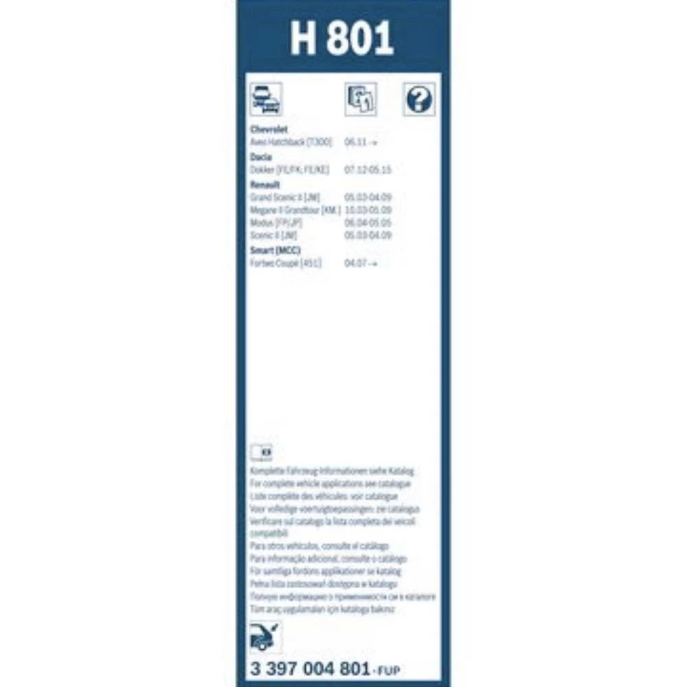 Rear wiper blade BOSCH Rear 260 mm for Chevrolet Aveo 3 2011-2020