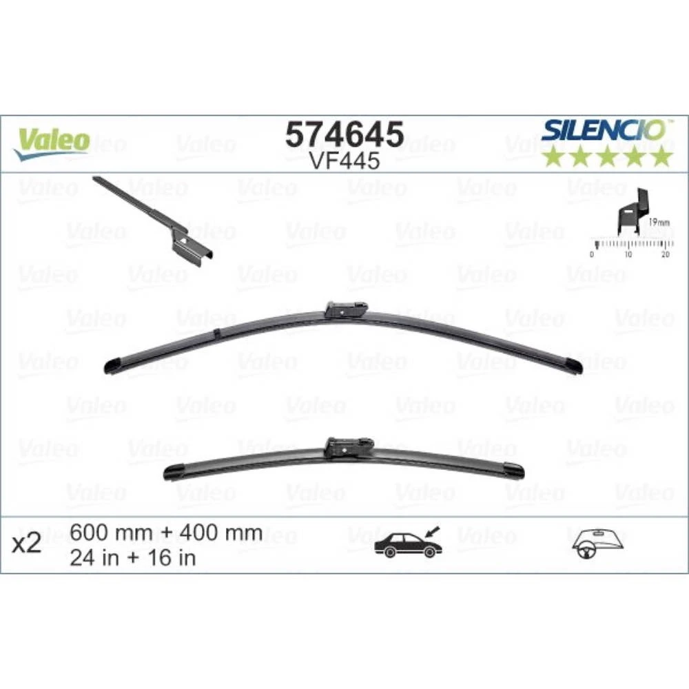 Комплект передніх щіток Valeo Silencio Flat 600 & 400 мм для Haval F7 2017-2024
