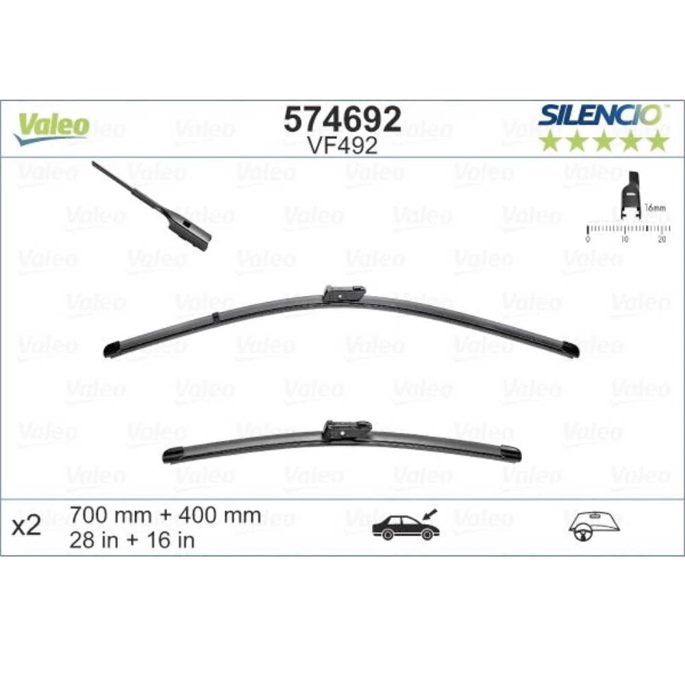 Front wiper blade set Valeo Silencio Flat 700 & 400 mm for Ford Transit Connect 3 2024-2026
