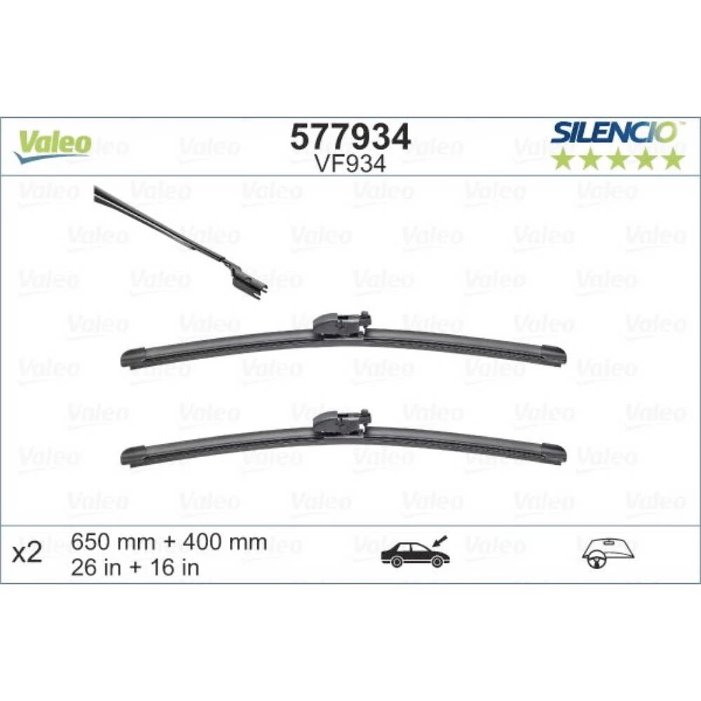 Front wiper blade set Valeo Silencio Flat 650 & 400 mm for Subaru Impreza 6 2023-2026
