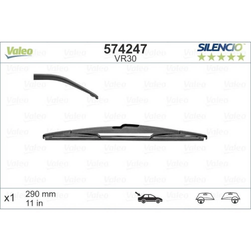 Rear wiper blade Valeo Silencio Rear 290 mm for Dodge Nitro 2007-2012