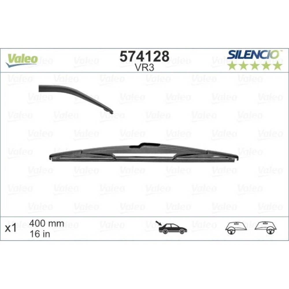 Rear wiper blade Valeo Silencio Rear 400 mm for Opel Corsa C 2000-2006