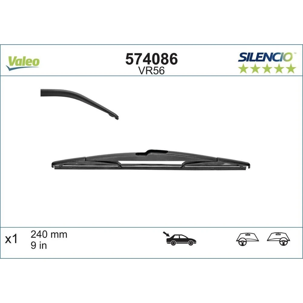 Rear wiper blade Valeo Silencio Rear 240 mm for Infiniti QX80 2013-2017