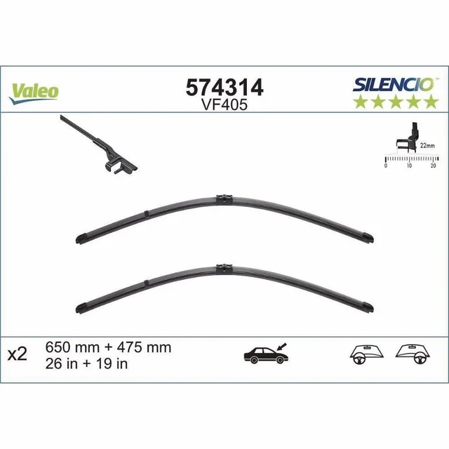 Klaasipuhastid Valeo Silencio Flat autole Citroen C5