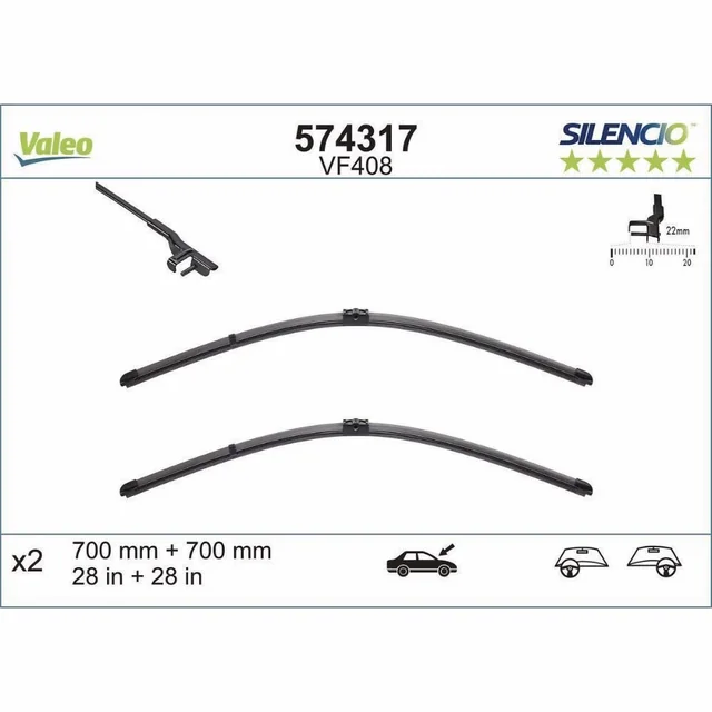 Wiper blades Valeo Silencio Flat for SEAT Alhambra