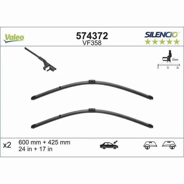 Wiper blades Valeo Silencio Flat for Geely Atlas