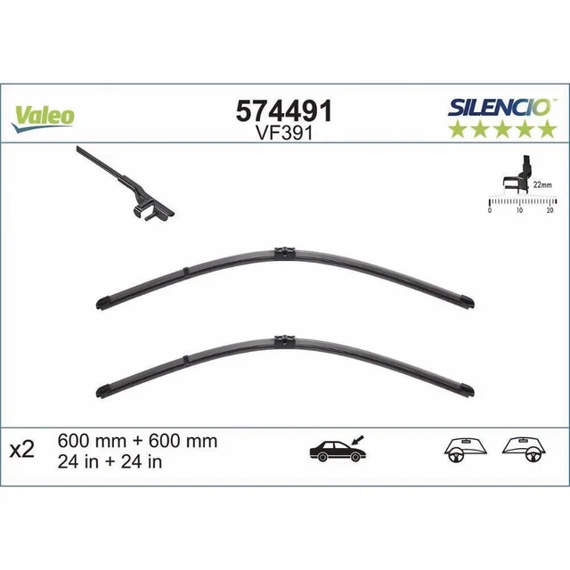 Wiper blades Valeo Silencio Flat for Volkswagen Transporter