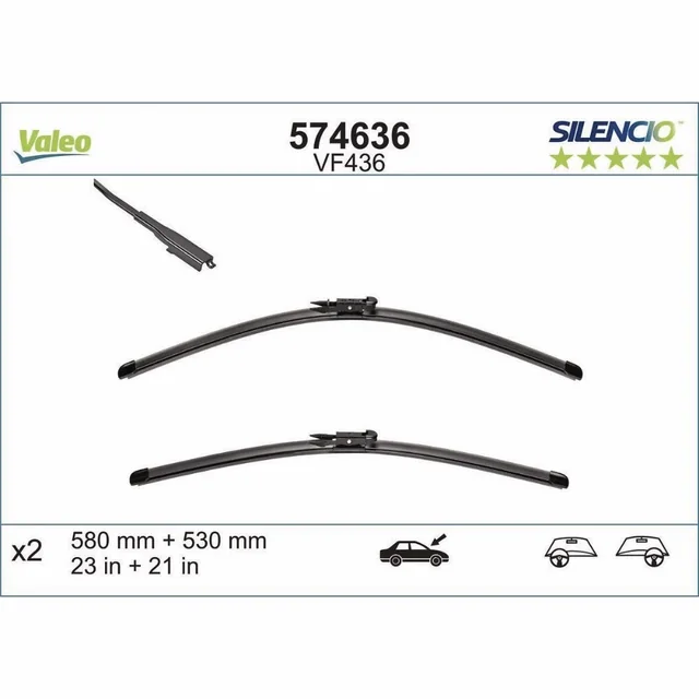 Klaasipuhastid Valeo Silencio Flat autole Smart Fortwo