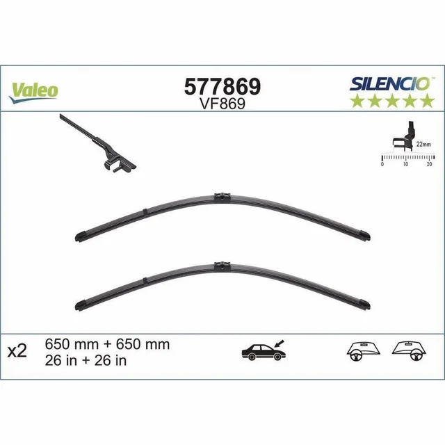 Wiper blades Valeo Silencio Flat for Mercedes E Class