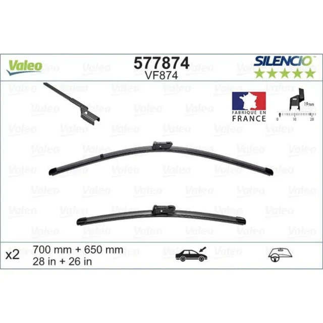 Wiper blades Valeo Silencio Flat for Opel Ampera
