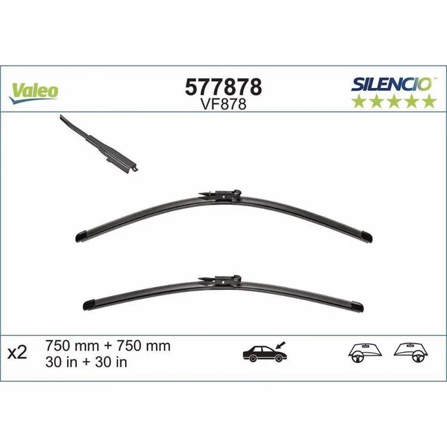 Wiper blades Valeo Silencio Flat for Ford Transit Connect