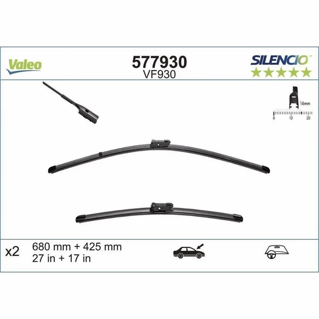Klaasipuhastid Valeo Silencio Flat autole Citroen C5