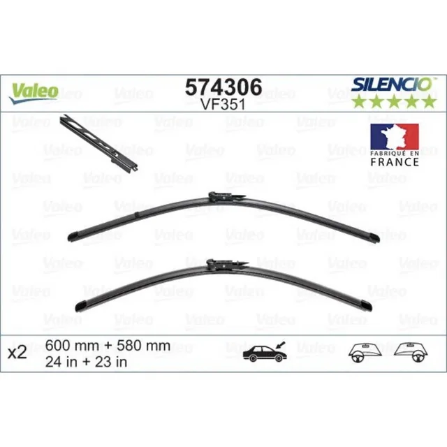 Wiper blades Valeo Silencio Flat for Alpina B5 | D5