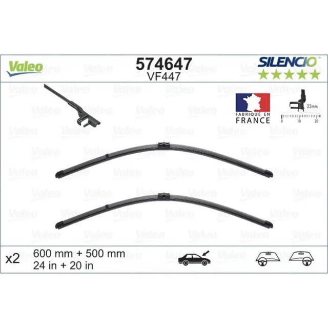 Wiper blades Valeo Silencio Flat for Mercury Montego