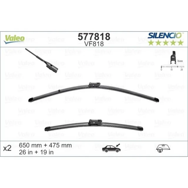 Wiper blades Valeo Silencio Flat for Lamborghini Urus